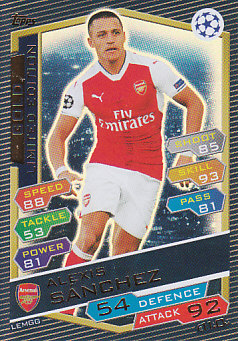 Alexis Sanchez Arsenal 2016/17 Topps Match Attax CL Limited Ediion/Gold #LEMGG